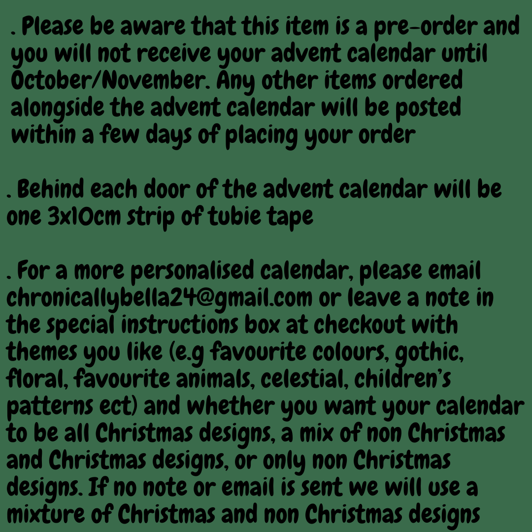12 Day Tubie Tape Advent Calendar PRE-ORDER