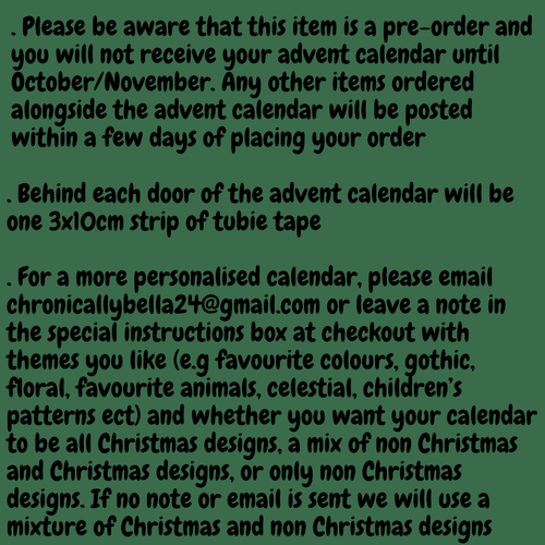 12 Day Tubie Tape Advent Calendar PRE-ORDER